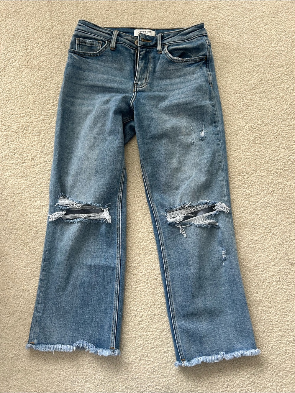 Lovervet Blue Distressed Straight Leg Jeans